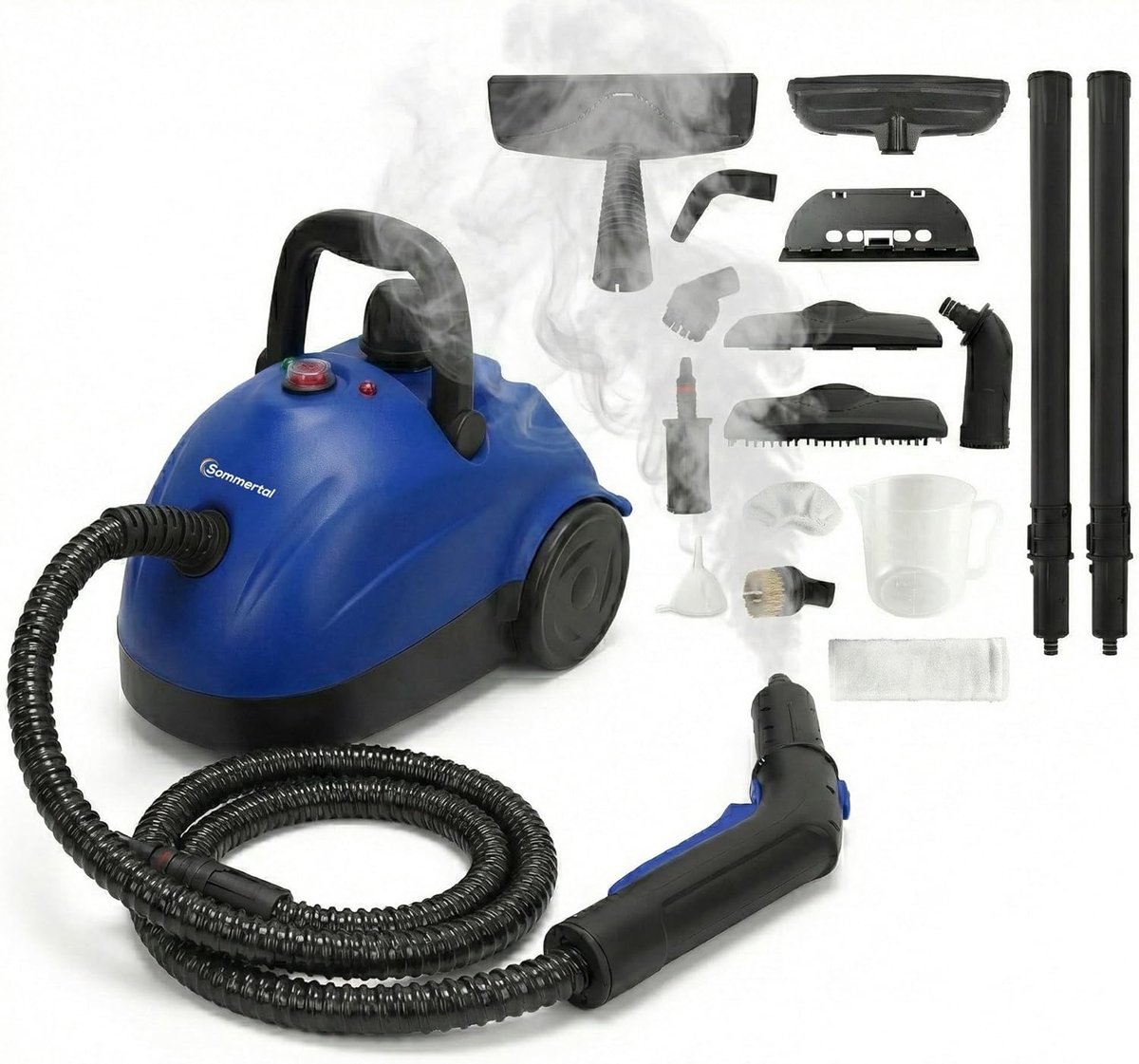 Sommertal Stoomreiniger XXL SC1000 - Handapparaat Stoomreiniger met 1100 ml tank, 16-delige accessoire set, 4 bar, krachtige stoomreiniger voor vloeren, stoomreiniger voor alles, 1500 W - handstoomreiniger schoonmaak