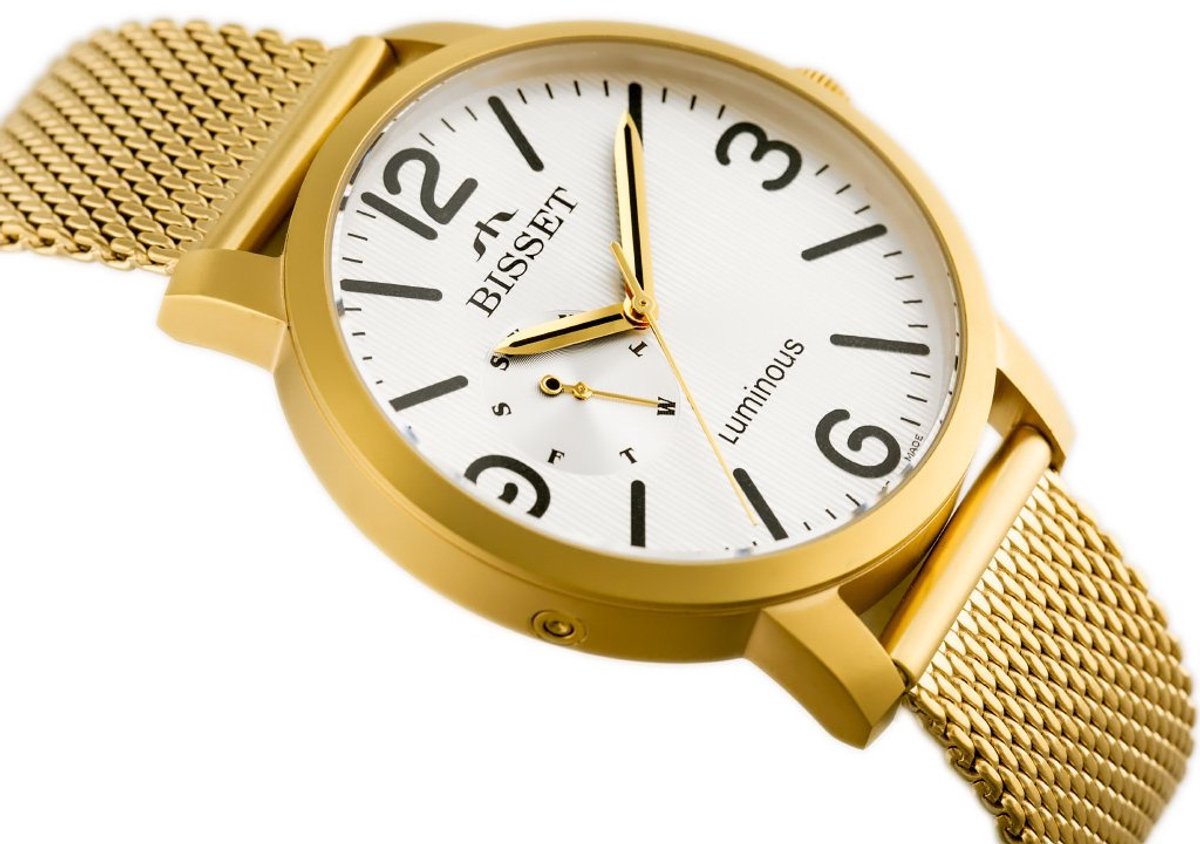 Bisset BSDE72 - Herenhorloge - Stalen Kast - PVD Goud - Zwitserse Mechanisme