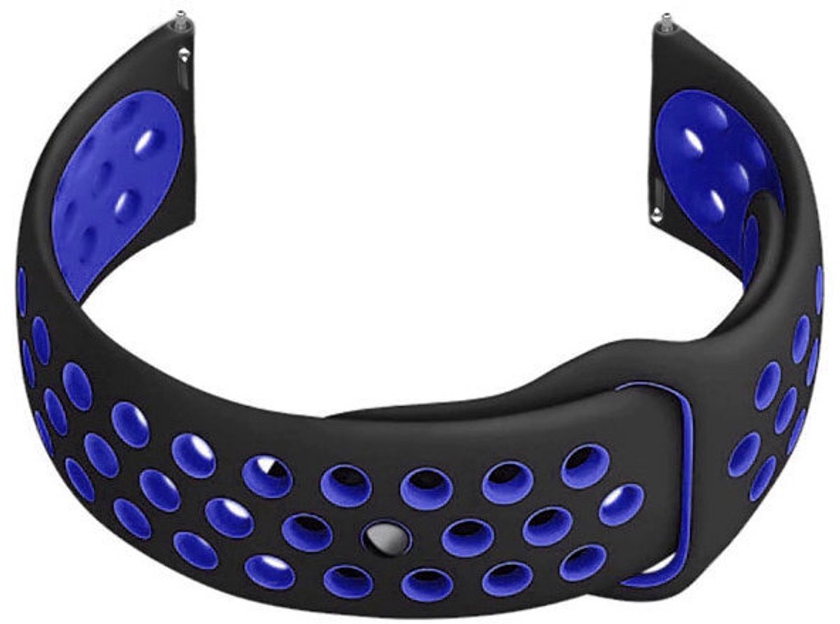 Pacific - Smartwatchbandje - Zwart-Blauw - 22mm