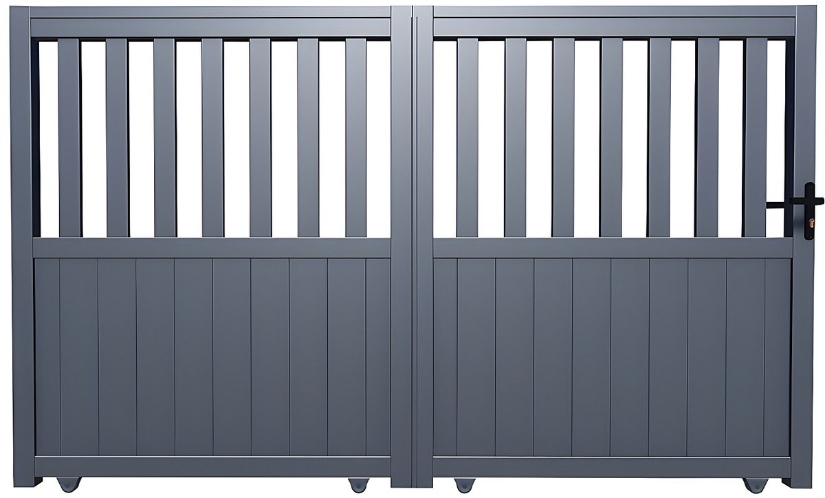 Vente-unique Opengewerkte aluminium schuifpoort L 401 x H 148 cm antracietTARNOS II
