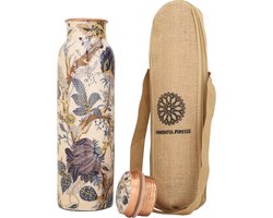 Koperen Waterfles 1 Liter met Zakje - Ayurvedisch Design