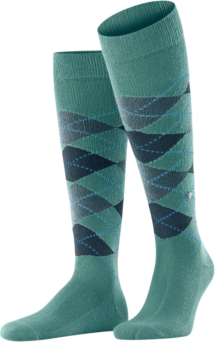 Burlington Preston lang gedessineerd materiaal kniekousen heren groen - maat 40-46