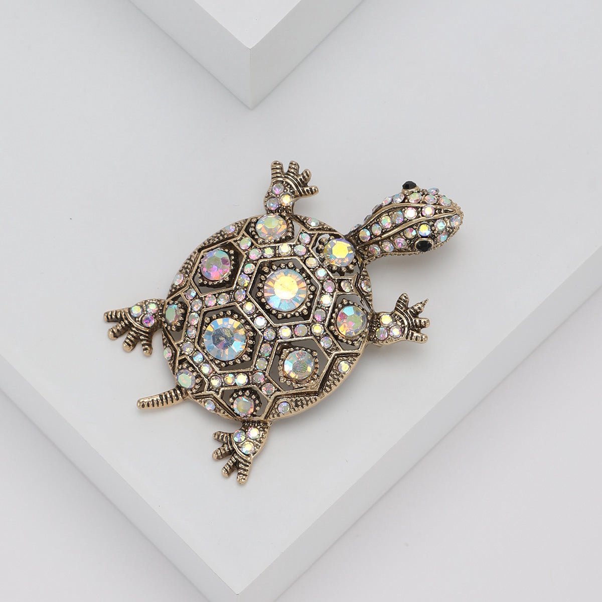 Schildpadbroche met Kristallen – Elegante Broche | Twinolo