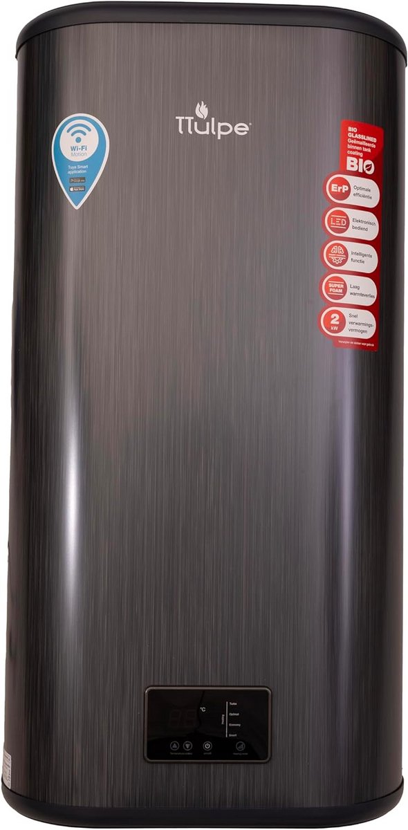 Platte Verticale Warmwaterboiler 80 Liter met WiFi Bediening en Snelopwarmfunctie