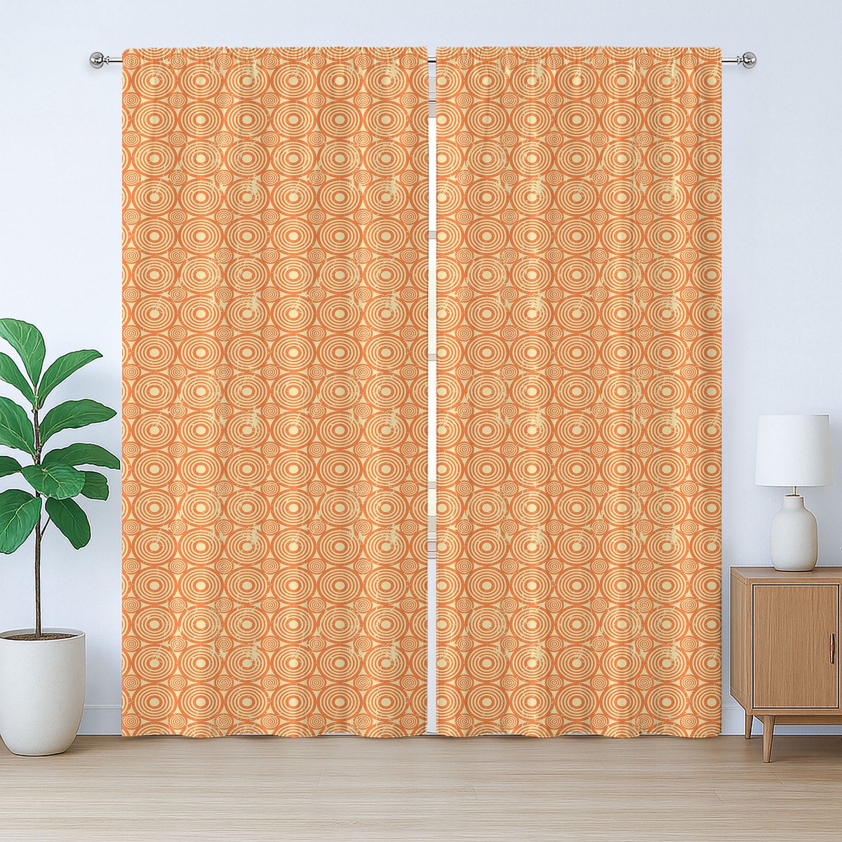 ABAKUHAUS Art Nouveau Rustiek Gordijn, Pastel Geometrisch Grunge, met Bandjes, Lussen en Haken voor de Woonkamer, 280 x 225 cm, Lichtgeel Vermault