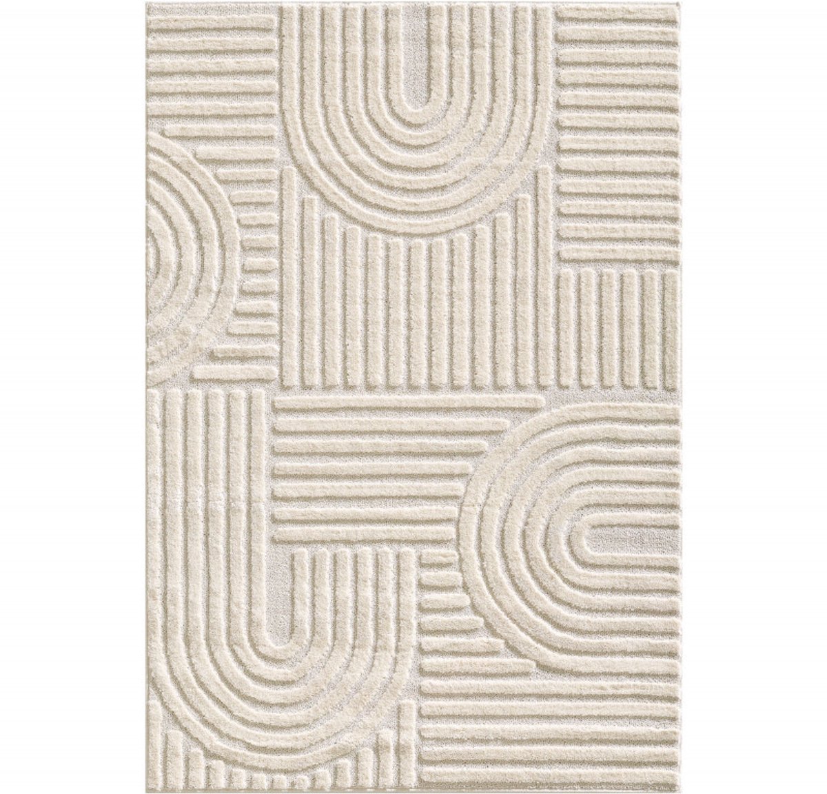 Japandi Art Vloerkleed Crème – Scandinavisch & Japans Design – Laagpolig – 240x340 cm