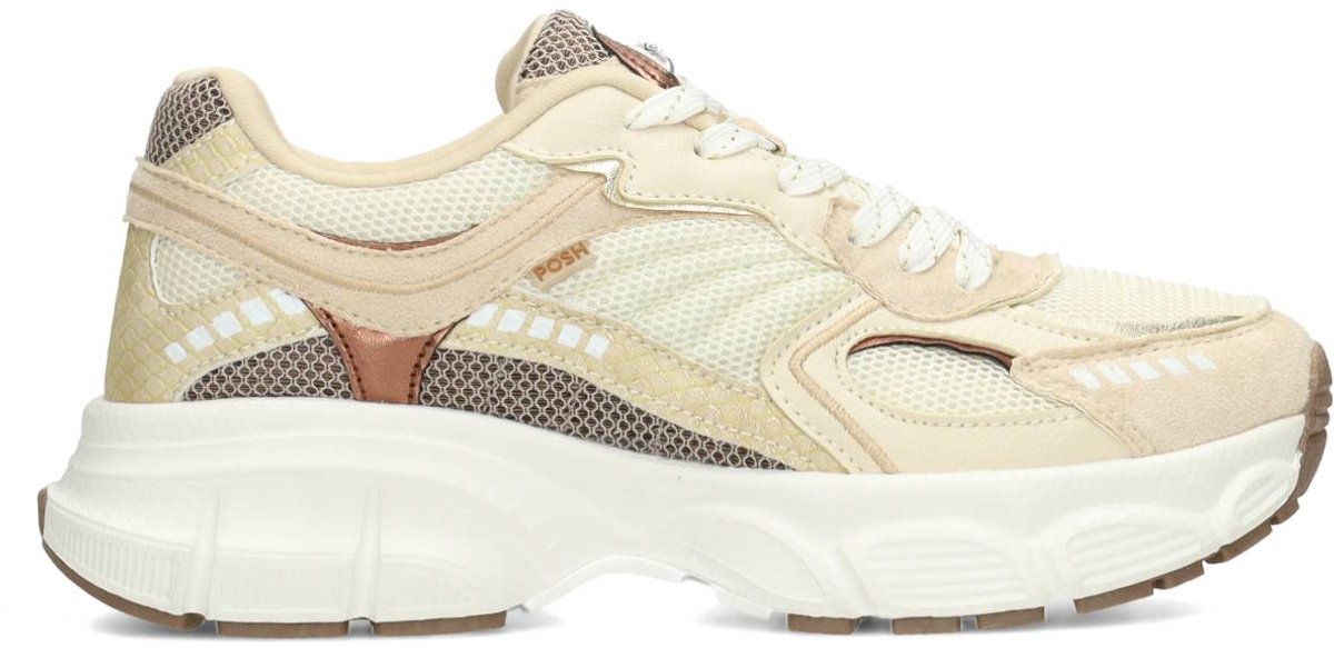 POSH by Poelman LISE Dames Sneakers - Beige met combinatie
