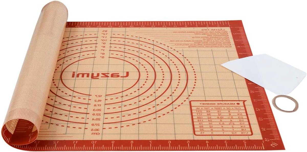 Anti-Aanbak Bakmat 40 x 50 cm Rood Antislip Siliconen Deegmat Uitrolmat