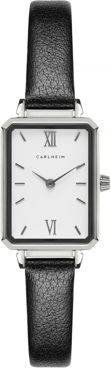 Dames horloge vierkant zilver wit leer klassiek