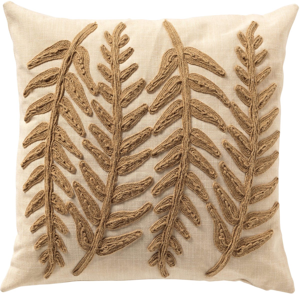 Dutch Decor AMIR - kussenhoes 45x45 cm - bladpatroon - Natural - beige - met rits - zonder binnenkussen