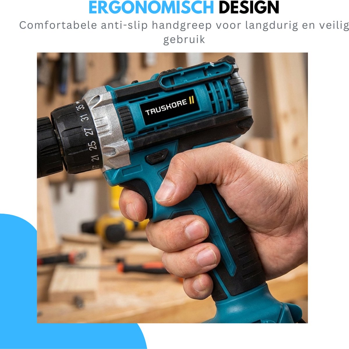 Truskore Draadloze Accuboormachine – Compacte Elektrische Boor & Schroevendraaier – Inclusief 2 Oplaadbare Batterijen – Ideaal voor Klusjes in en om het Huis – Boormachine - Boorhamer - Met Gereedschapsset – foto 4
