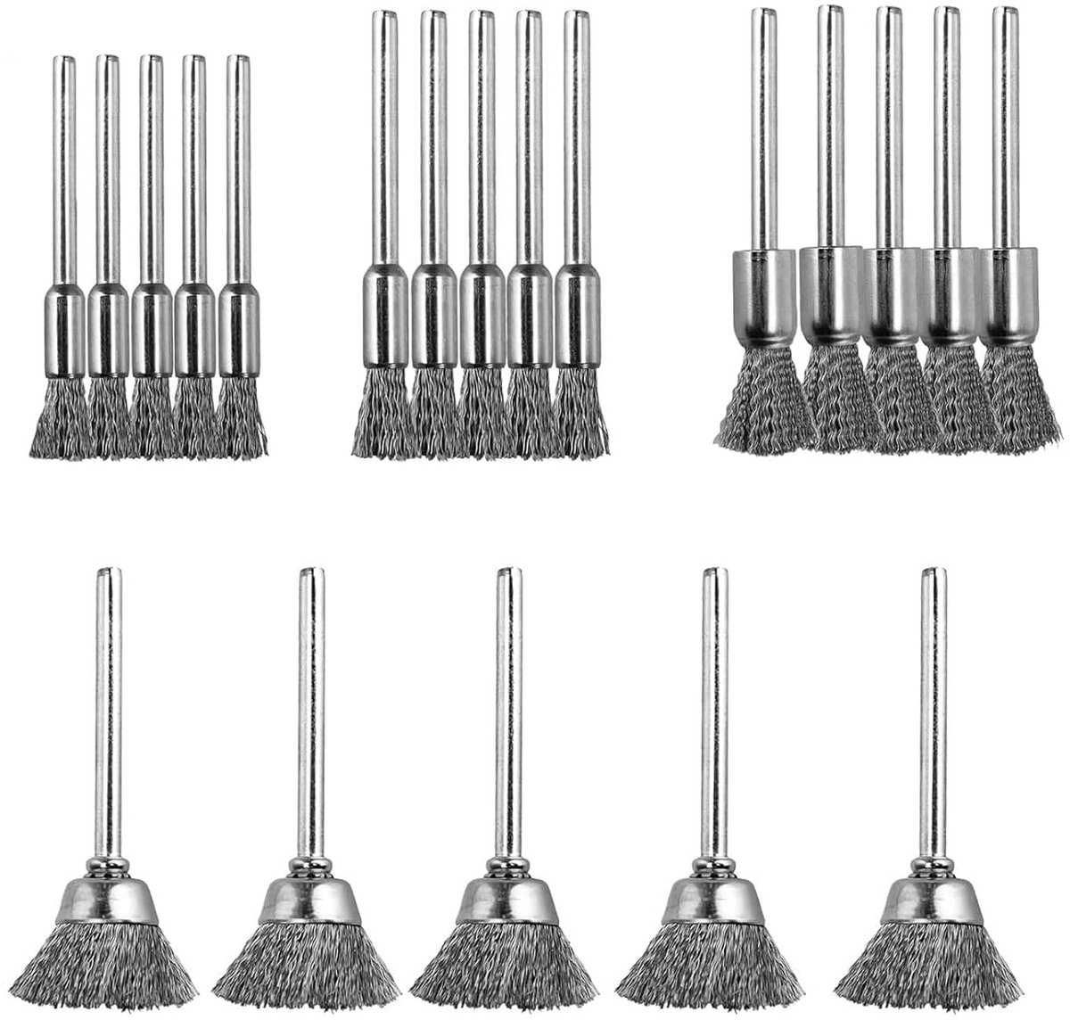 Draadborstelset voor Boormachine - Set van 20 Stuks in Diverse Maten