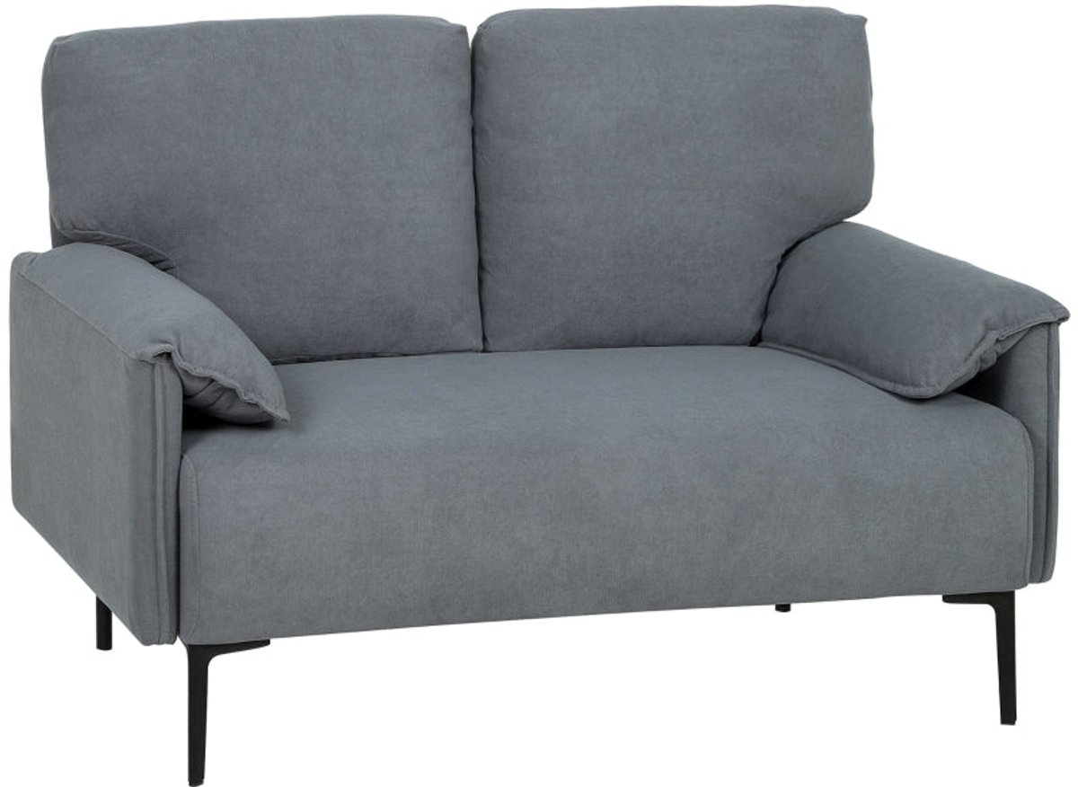 Merax 2 Zits Bank Grijs - Compacte Sofa Met Dikke Kussens - Zachte Stoffen Bekleding - Metalen Poten - Moderne Kleine Bank Voor Woonkamer Slaapkamer Of Kantoor - Belastbaar Tot 240 Kg - 127 X 72 X 84 Cm