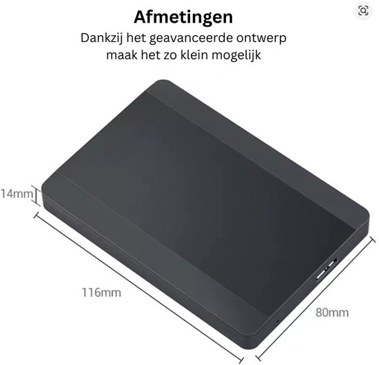NBAP® Harde Schijf Extern - Draagbare - 1TB Opslag - Zwart — afbeelding 4