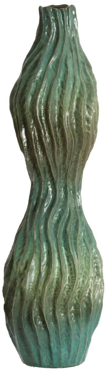 Vaas Vania - Blauw - 21.5x21x76cm - Keramiek - Modern - Bloemenvaas - Woondecoratie - Decoratieve vaas voor woonkamer of slaapkamer - Moederdag - Moederdag cadeautje - Moederdag cadeau voor mama