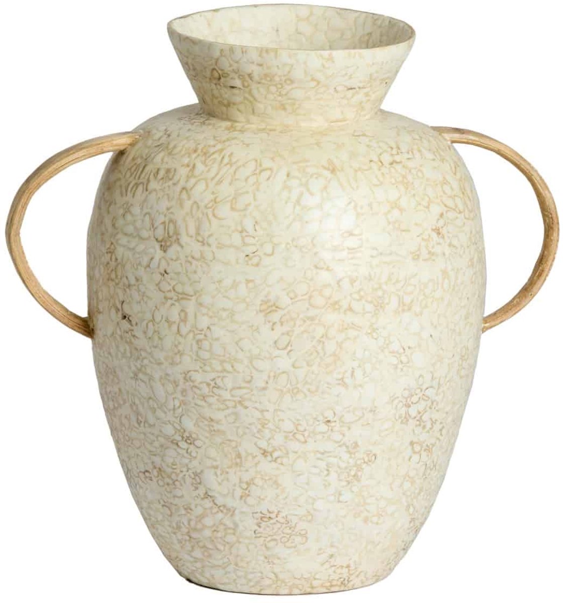 Vaas Leri - Crème - Ø30x31cm - Bamboe - Modern - Bloemenvaas - Woondecoratie - Decoratieve vaas voor woonkamer of slaapkamer - Moederdag - Moederdag cadeautje - Moederdag cadeau voor mama