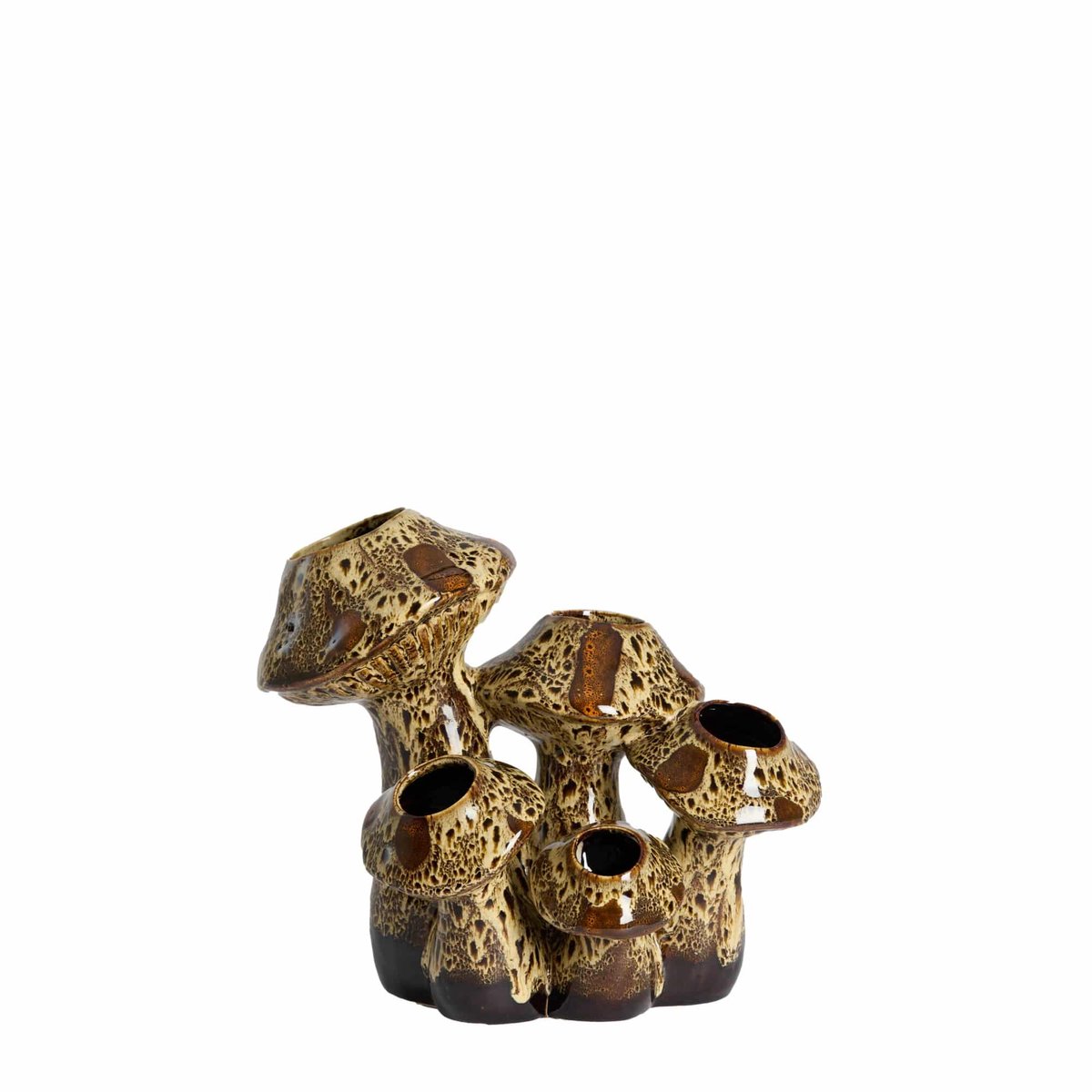 Vaas Mushroom - Donkerbruin - 31.5x20.5x27.5cm - Keramiek - Modern - Bloemenvaas - Woondecoratie - Decoratieve vaas voor woonkamer of slaapkamer - Moederdag - Moederdag cadeautje - Moederdag cadeau voor mama
