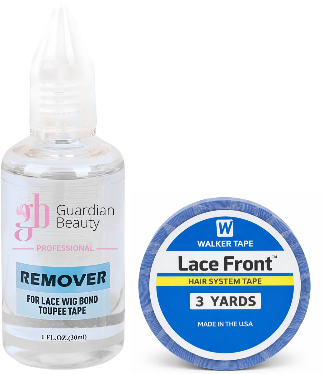 Walker Tape Pruikentape & Guardian Beauty Remover Set - Lace Front - Hair System Tape - 3 yards - 0.8 cm + GB Remover - Transparant - For Lace Wig Bond and Toupee Tape - 1 stuk - 30ml - Haarextensions