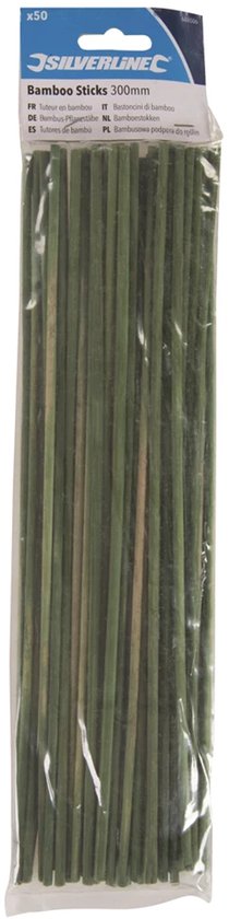 Verpakking met 50 groene bamboestokken van 300 mm.
