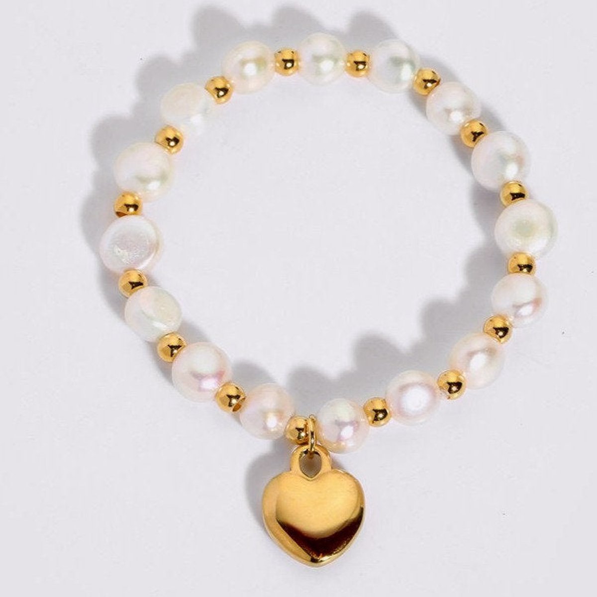 Zoetwaterparel Armband met Hartvormige Bedel | Twinolo