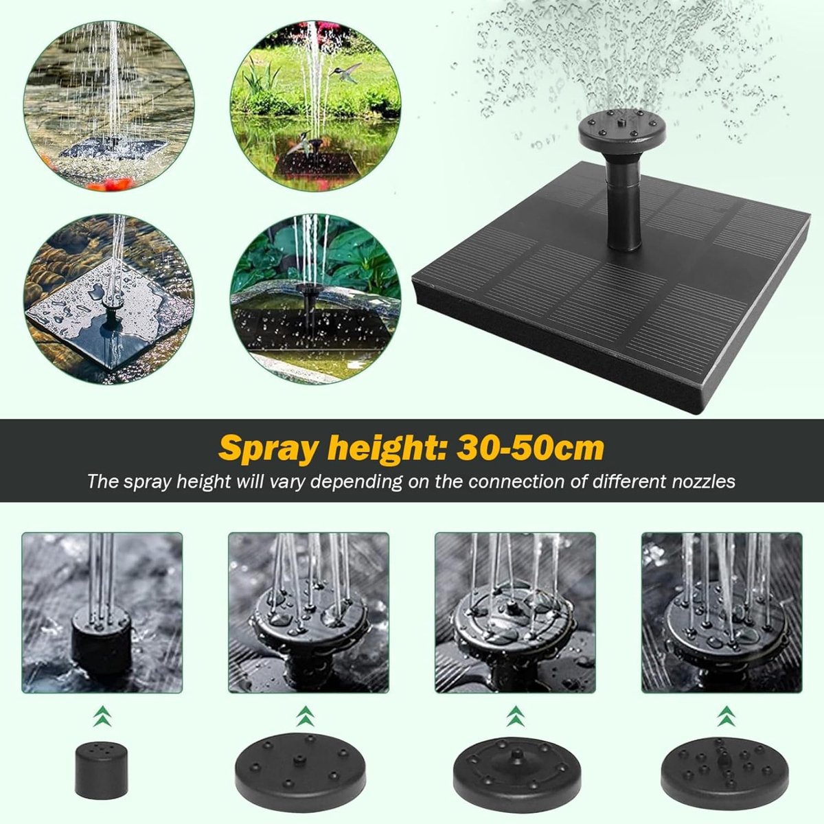 Zonnefontein - Solar Fonteinpomp voor Vogelbad en Vijver - 1.4W Fontein op Zonne-energie met - Automatische Waterpomp voor Tuin en Terras thumbnail 5