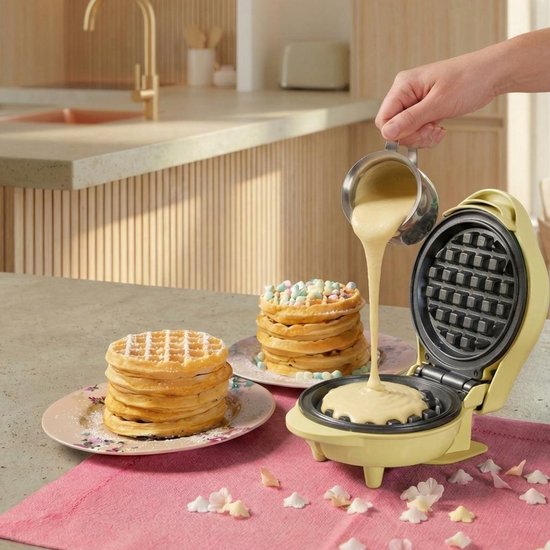 Bestron Wafelijzer - AMW500V - 550W - Mini wafel - Anti aanbaklaag - Geel - 5 jaar garantie van Bestron — afbeelding 4
