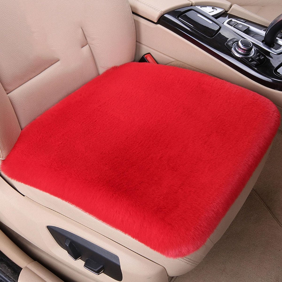 Autostoelkussen - Verwarmend Zitkussen - Comfortabel Rijden - Antislip Onderkant - 45x45cm - Rood