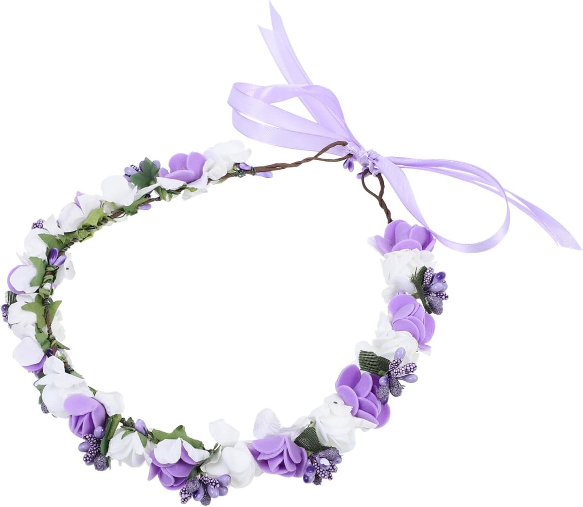 Bloemenkrans Hoofdband - Bloemen Kroon - Feestelijke Gelegenheden - Realistisch Kunstbloemen Ontwerp - 23 x 16 cm
