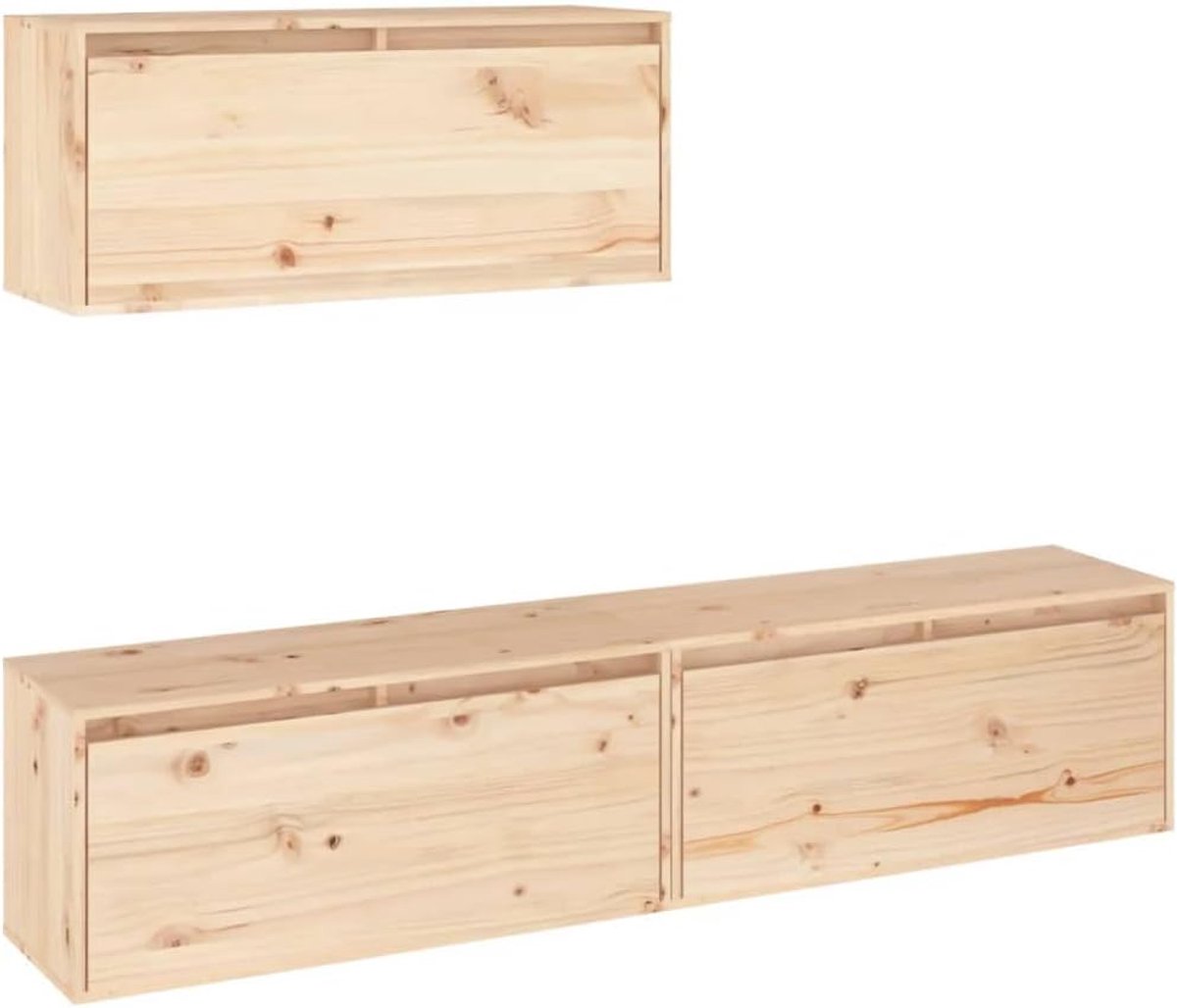 Tv-meubelen Set - Hifi Kasten - Woonkamer Opbergen - Massief Grenenhout - 80cm Breed - Bruin