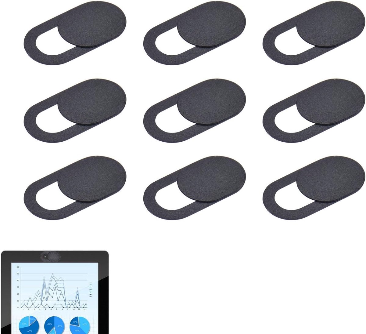 Camera Privacy Cover - Webcam Slide - Digitale Veiligheid - Ultradun Ontwerp - Zwart