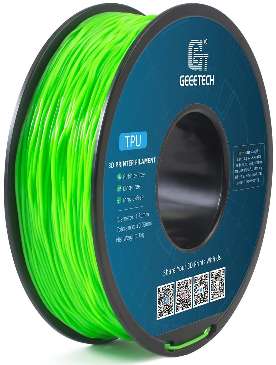 Flexibel Filament - TPU Draad - 3D Printen - 175 mm Doorsnede - 1 kg Spoel - Groen