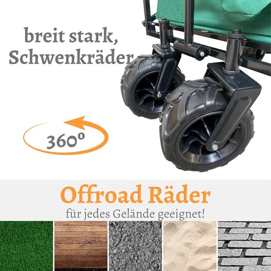 Bolderkar Opvouwbaar - Trekkar Tuin - Spullen Vervoeren - Harde Bodem Crosswielen - 94L 70kg - Groen van Merkloos — afbeelding 3