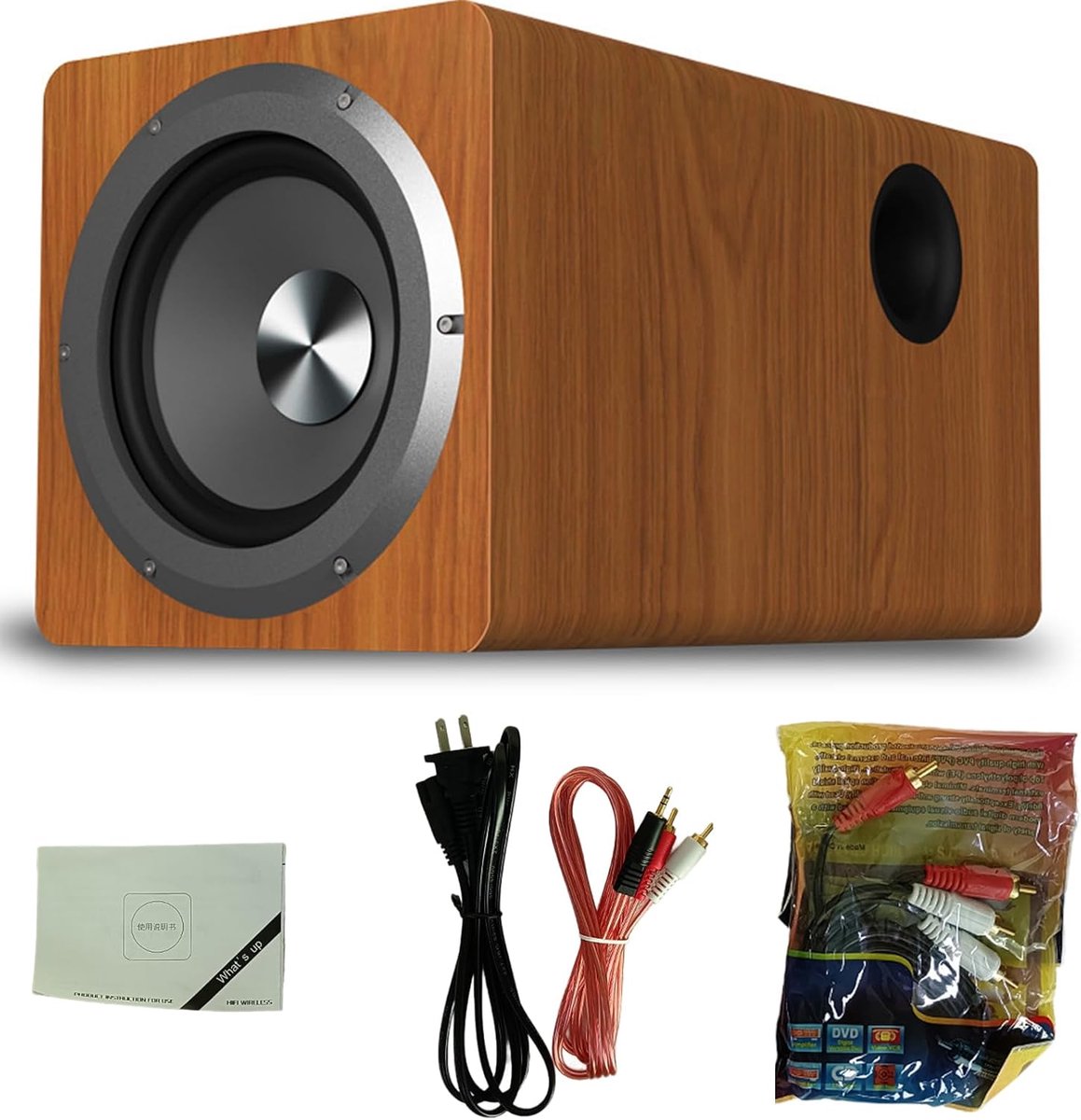 Krachtige Subwoofer - Basversterker Audio - Thuisbioscoop Muziek - Compact Houten Ontwerp - 22x33x22 cm - Zwart