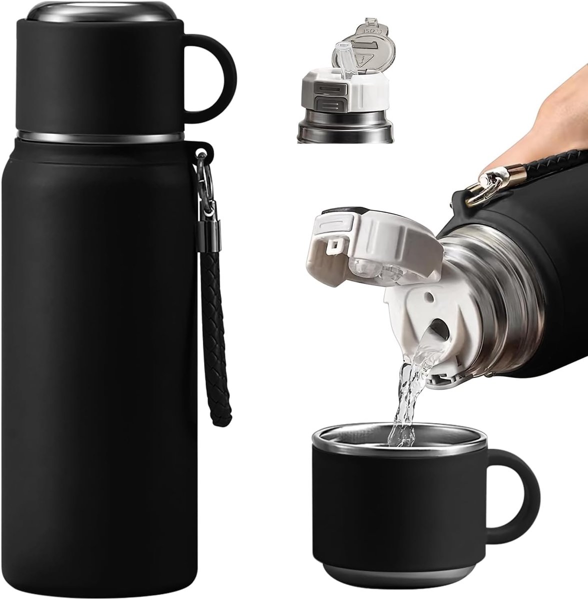 Roestvrijstalen Thermosfles - Isolatie Drinkfles - Warme Koude Dranken - Dubbelwandig Lekvrij - 800 ml Capaciteit - Zwart