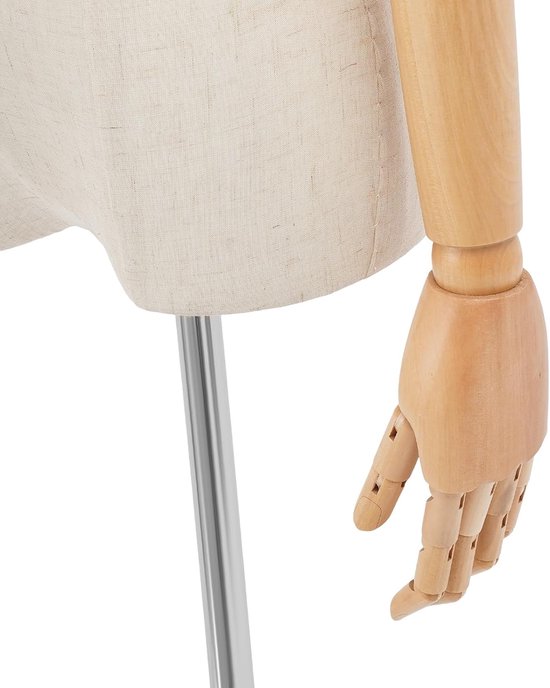 Vrouwen Etalagepop - Paspop Torso - Kleding Presentatie - Verstelbare Hoogte - 65-120 cm - Zilver Gebroken Wit van Merkloos — afbeelding 5