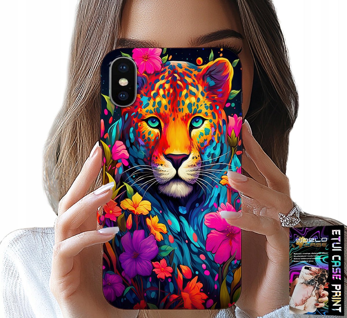HOESJE VOOR IPHONE XS MAX - BLOEMENPATROON TIJGER + FILM