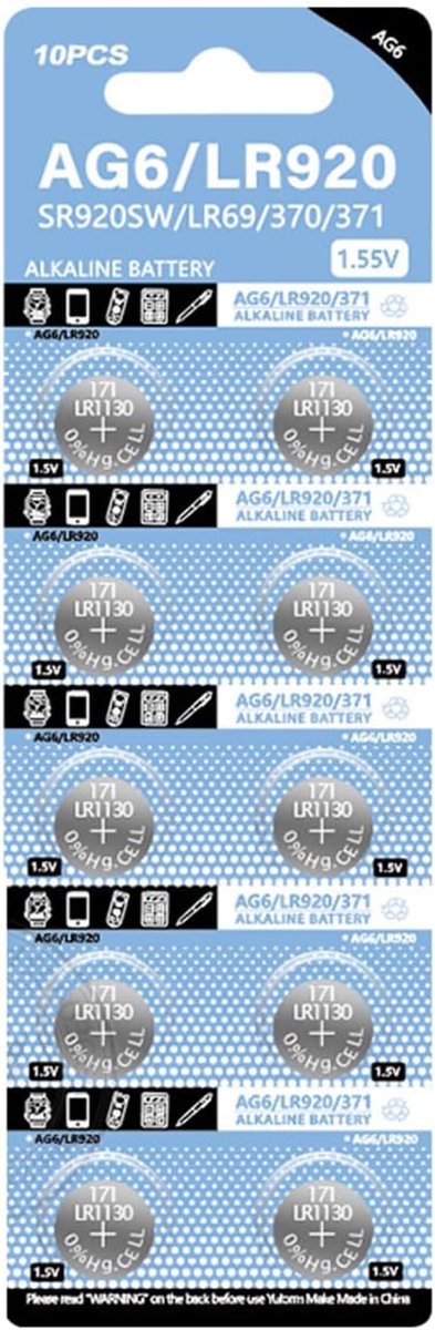 Knoopcel Batterijen - Munten Batterijen - Kleine Apparaten - Stabiele Capaciteit - 1.55 V AG6