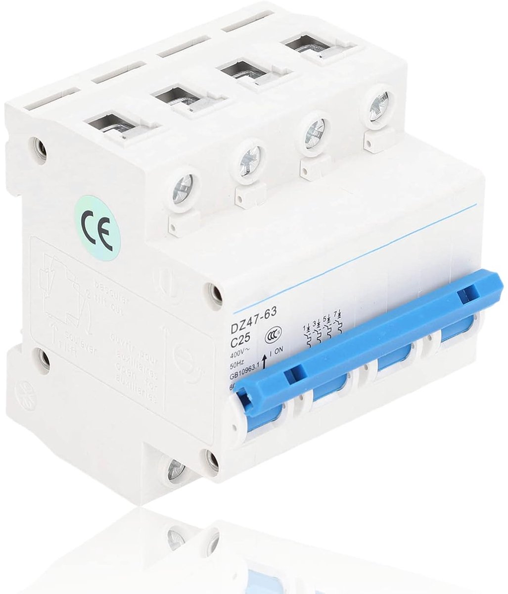 Miniatuur Circuit Breker - Automatishe Schakelaar - Beveiliging Installaties - Overbelasting Kortsluiting Bescherming - 25A 400V