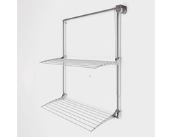 Wand Droogrek - Uitschuifbaar Inklapbaar - Ruimte Besparen - Verticaal Systeem - 150 cm Hoog