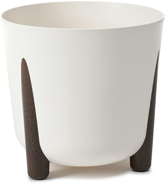HowHomely Moss Serie - Witte Plantenbak - 34xh32 cm - Bruine Poten - Kunststof