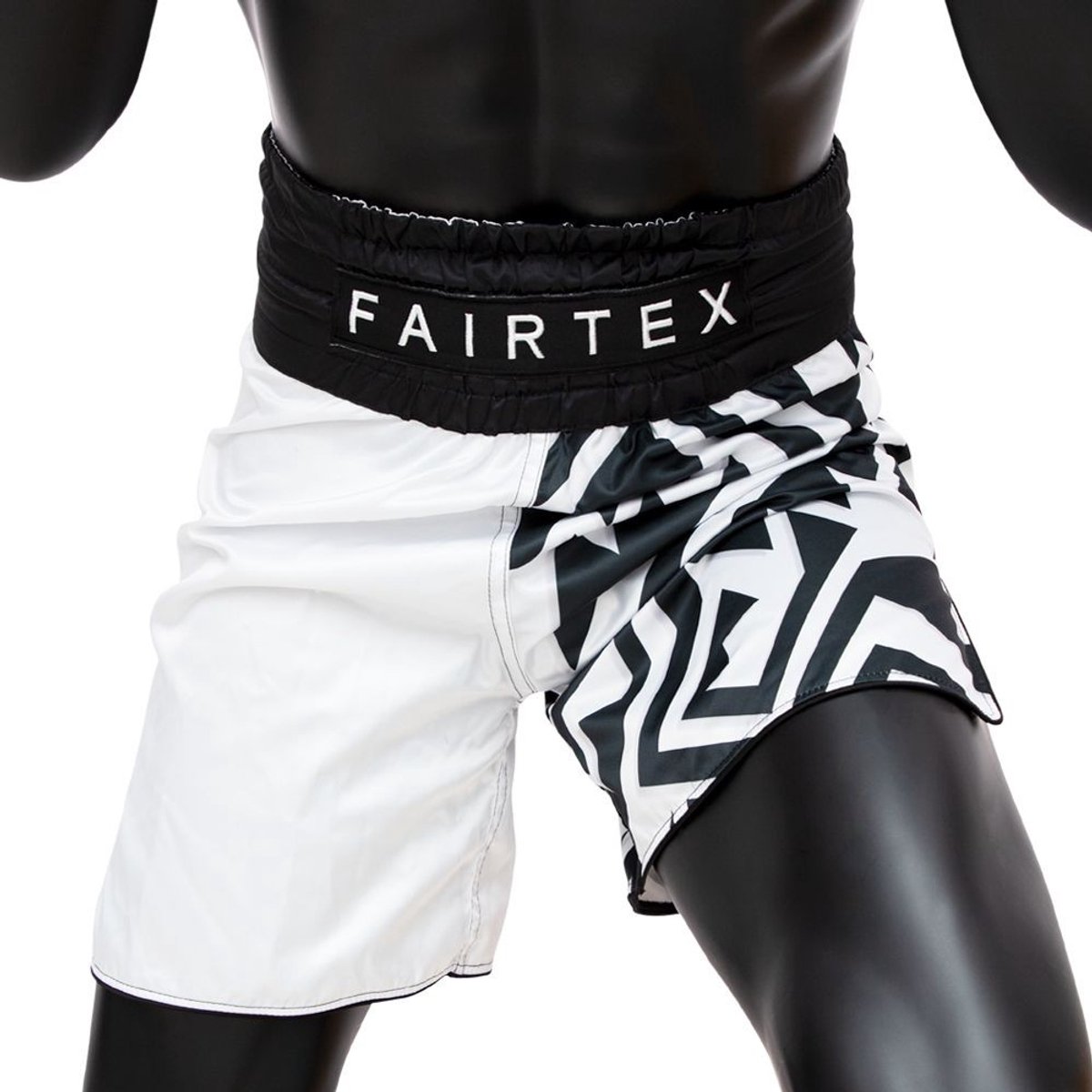 Fairtex BT2003 Monochrome - Boksshorts - Zwart - Premium Satijn - Brede Pijpen