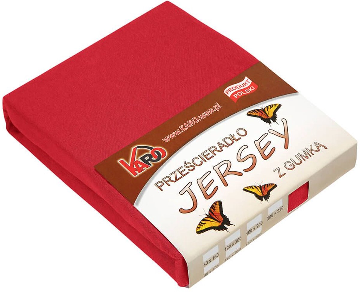 KARO - Jersey Hoeslaken - 200x220cm - Rood - 100% Katoen