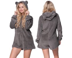 Onesie - Kigurumi Pyjama - Grijs - Maat M - Unieke Beer Ontwerp
