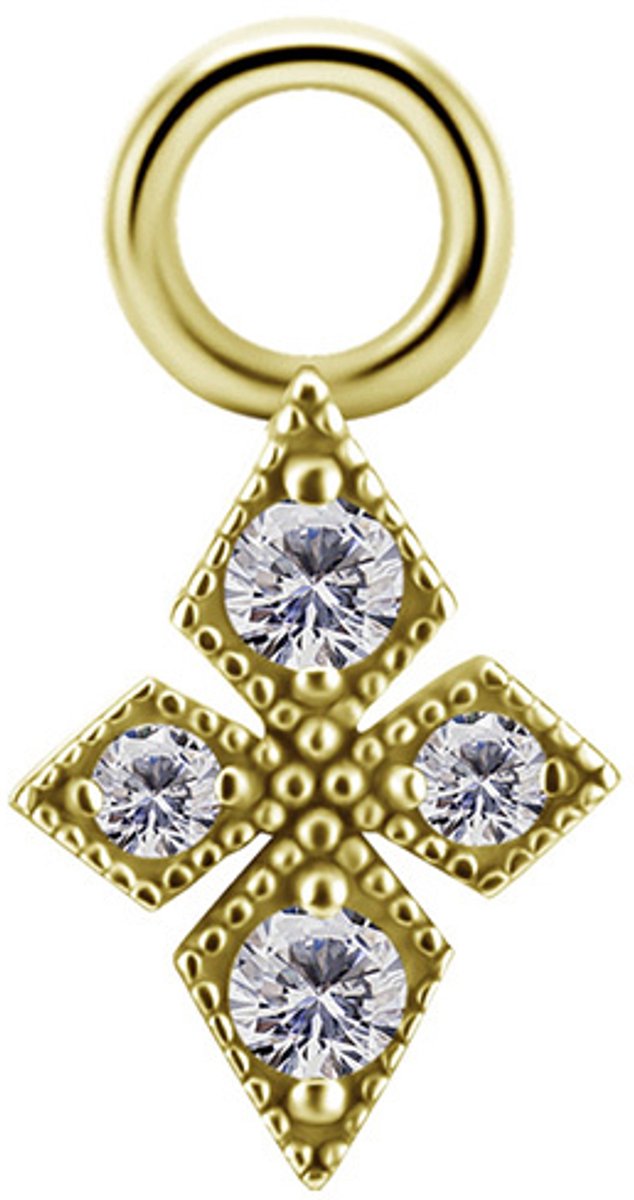 Crazy Needles - Charms CoCr Serie - Azuur - Witte Zirkonia - Goudkleurig