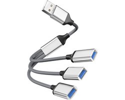 USB Verdeler - USB Hub - Meerdere Apparaten - 3 Poorten - 480 Mbps - Zilver