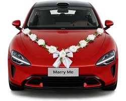 Bruiloft Auto Decoratie Set - 2 x 180 cm Zijde Bloemen - Bruid Auto Decoratie voor Motorkap en Radiator Grill - Feest Decoratie Auto