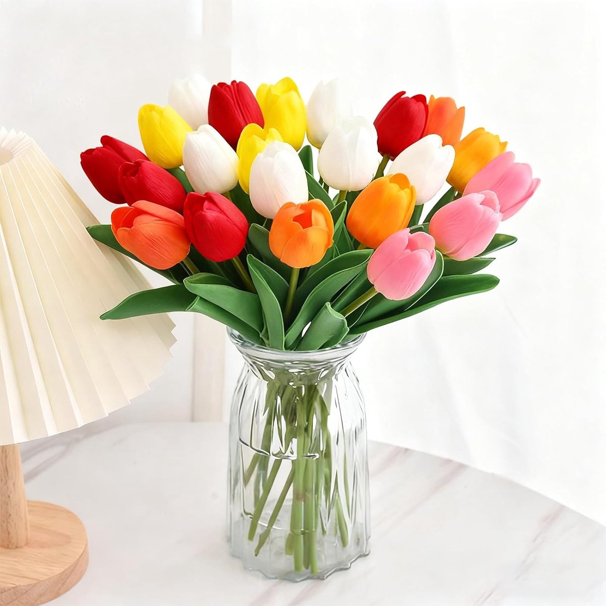 20pcs Kleurrijke Kunstmatige Tulpen Boeket - Volledige Bloemen Taal - Kleurrijke Tulpen Fe