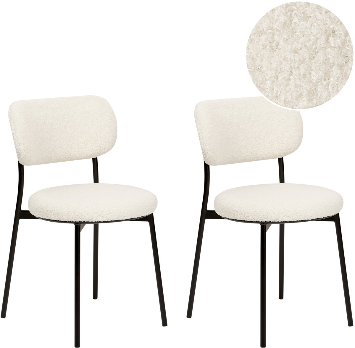CASEY - Eetkamerstoelen set van 2 - Gebroken wit - Bouclé