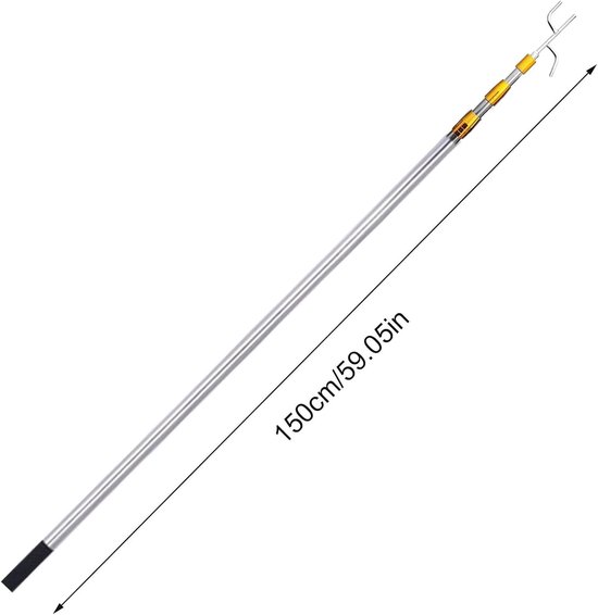 Trekstang - Grijphaak Gereedschap - Lastige Plekken Bereiken - Robuust Roestvrij Staal - 150 cm Lengte - Geel — afbeelding 5
