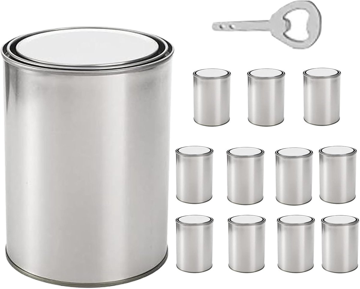 Metalen Verfpotten - Opslag Emmer - Knutselen Opslag - Waterdichte Afsluiting - 12x 0.5L - Rood